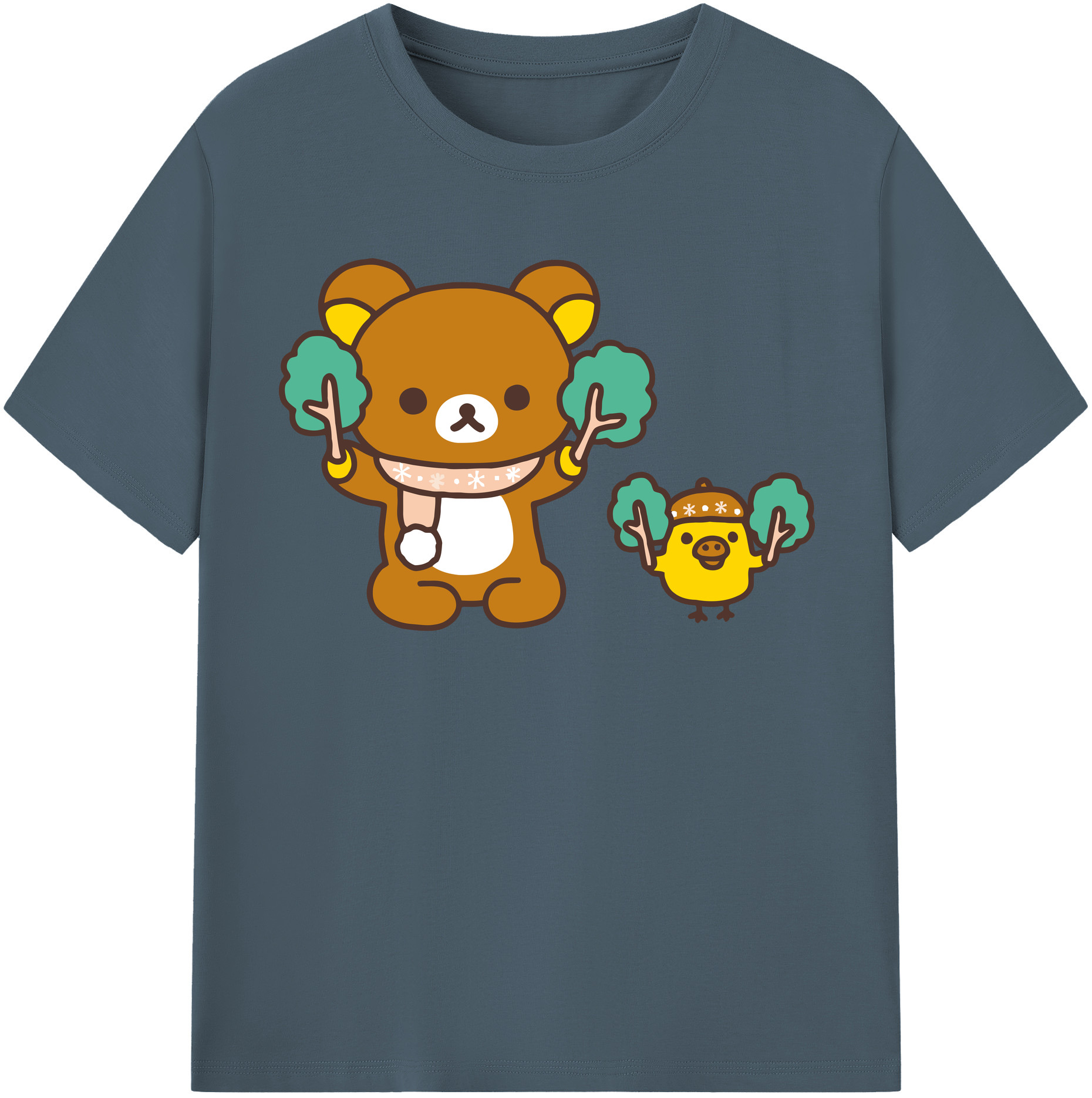 （画像用） リラックマ リラックマ キイロイトリ Rilakkuma Korilakkuma Kiiroitori 綿100％半袖Tシャツ（フロントプリント）